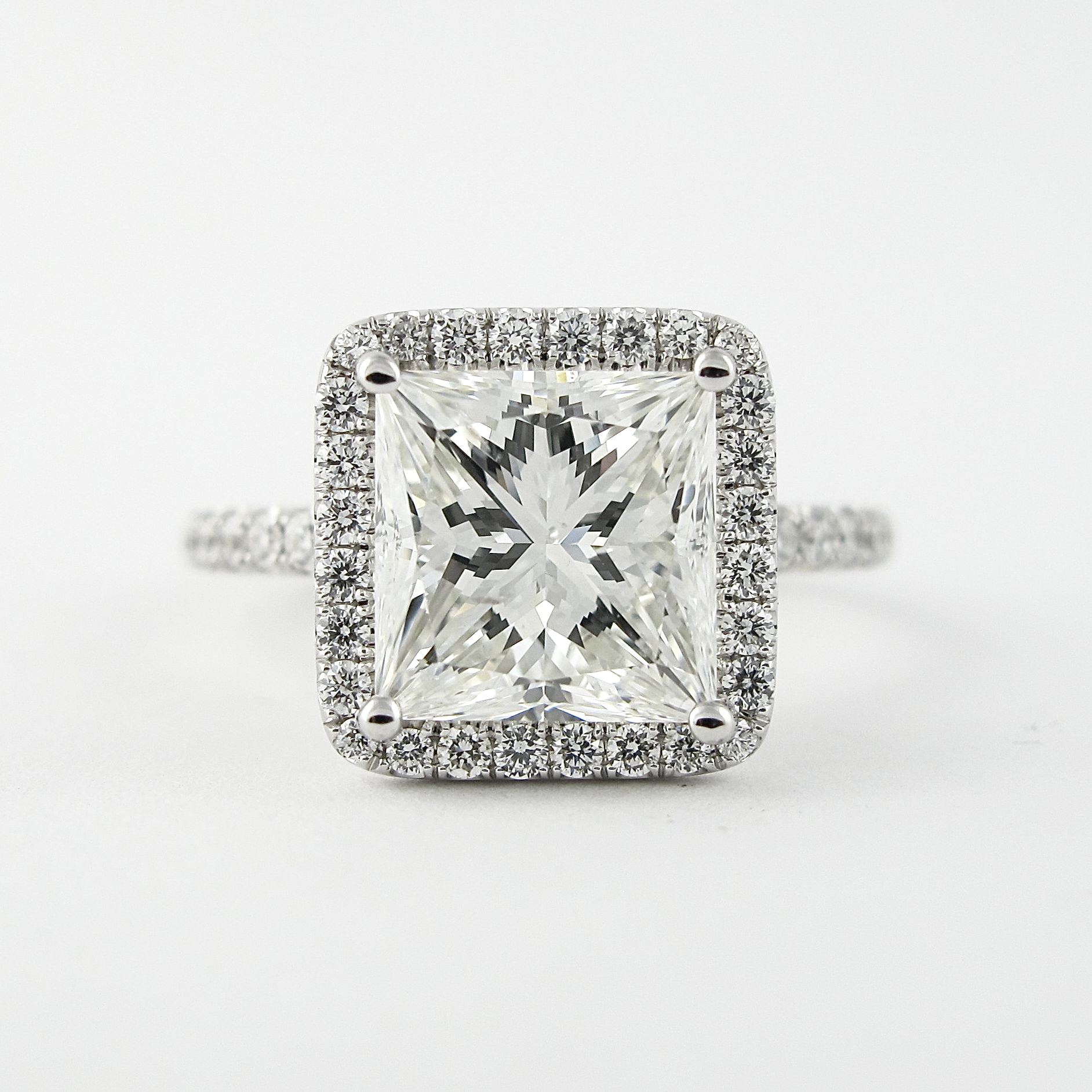 2.0 CT Princess Cut Halo Style Moissanite Engagement Ring - crownmoissanite