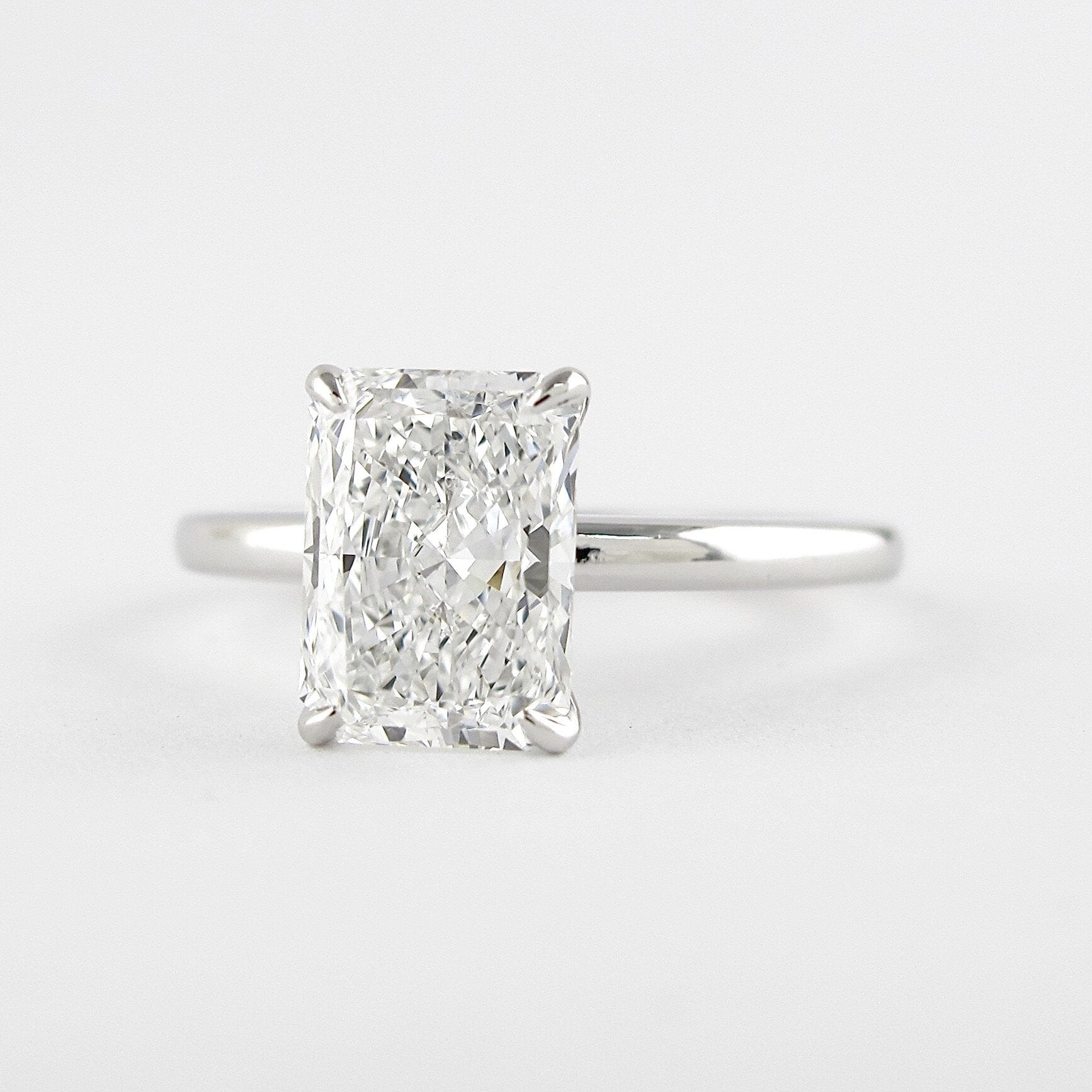 1.8 CT Radiant Cut Solitaire Style Moissanite Engagement Ring - crownmoissanite