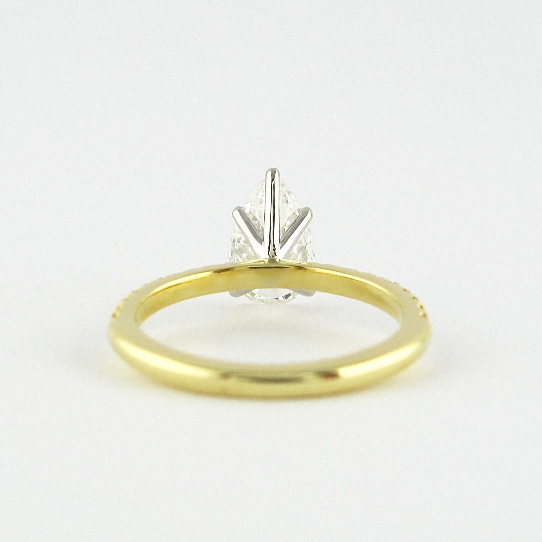 0.94 CT Pear Solitaire & Pave Setting Moissanite Engagement Ring - crownmoissanite