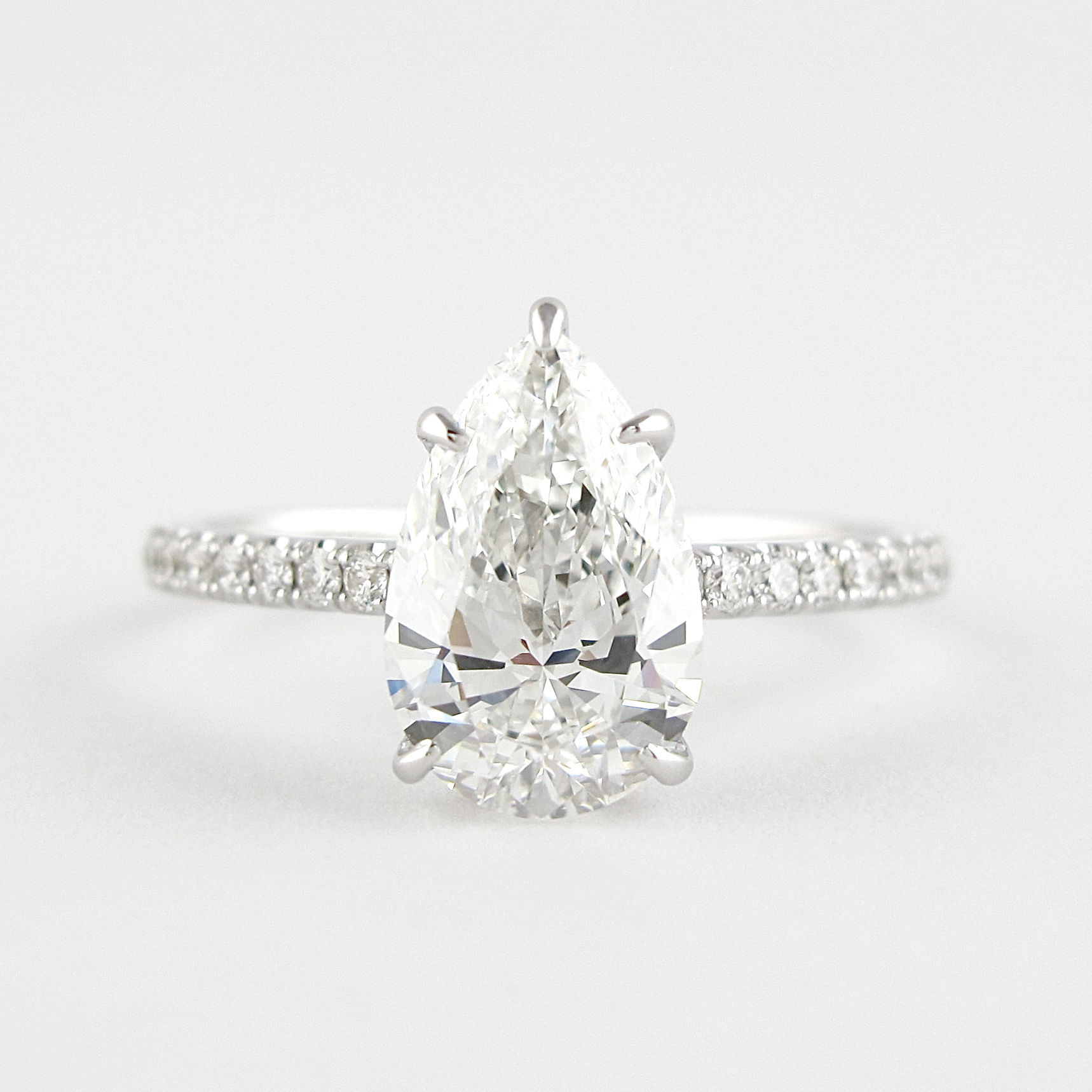1.5 CT Pear Cut Pave Setting Moissanite Engagement Ring - crownmoissanite