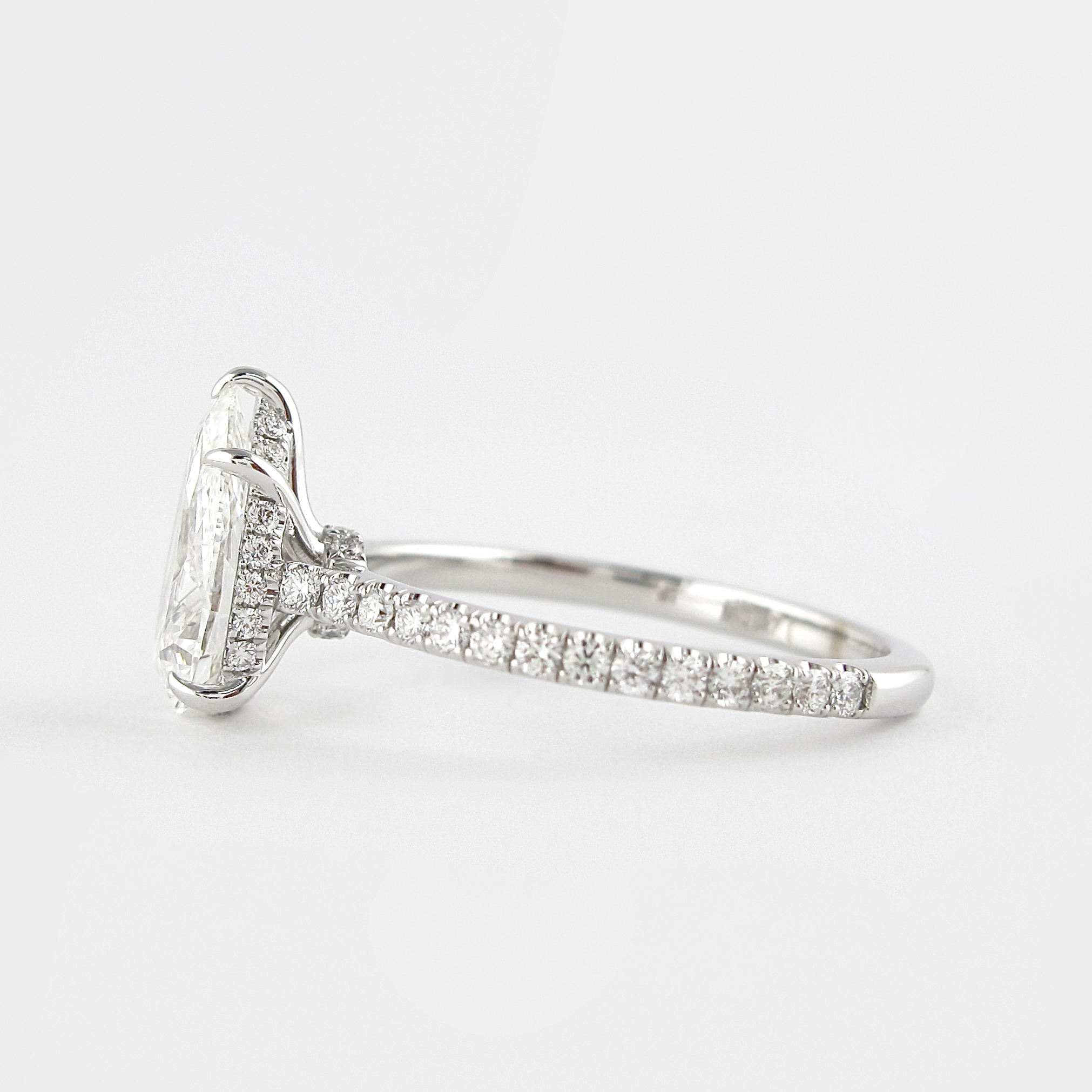 1.5 CT Pear Cut Pave Setting Moissanite Engagement Ring - crownmoissanite