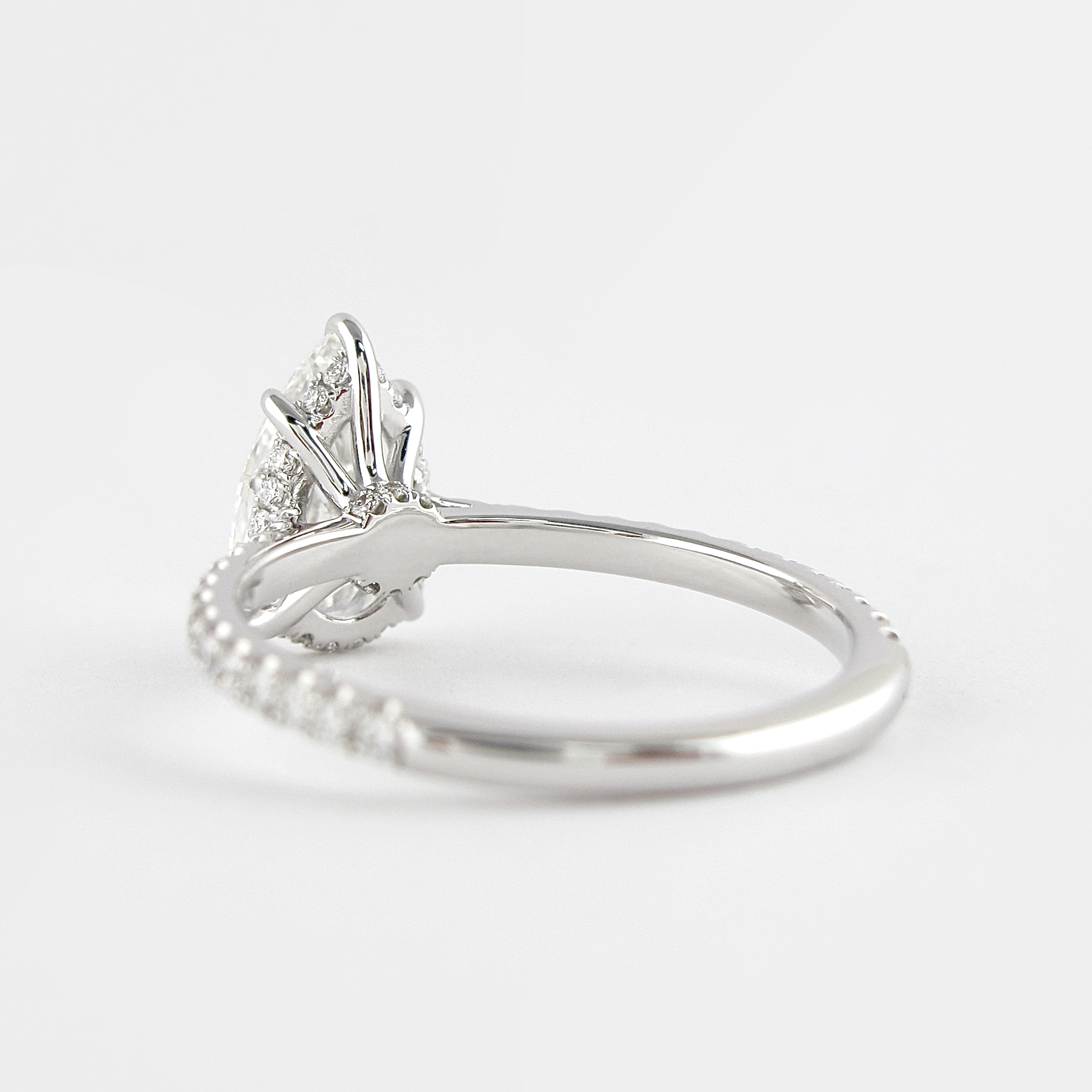 1.5 CT Pear Cut Pave Setting Moissanite Engagement Ring - crownmoissanite