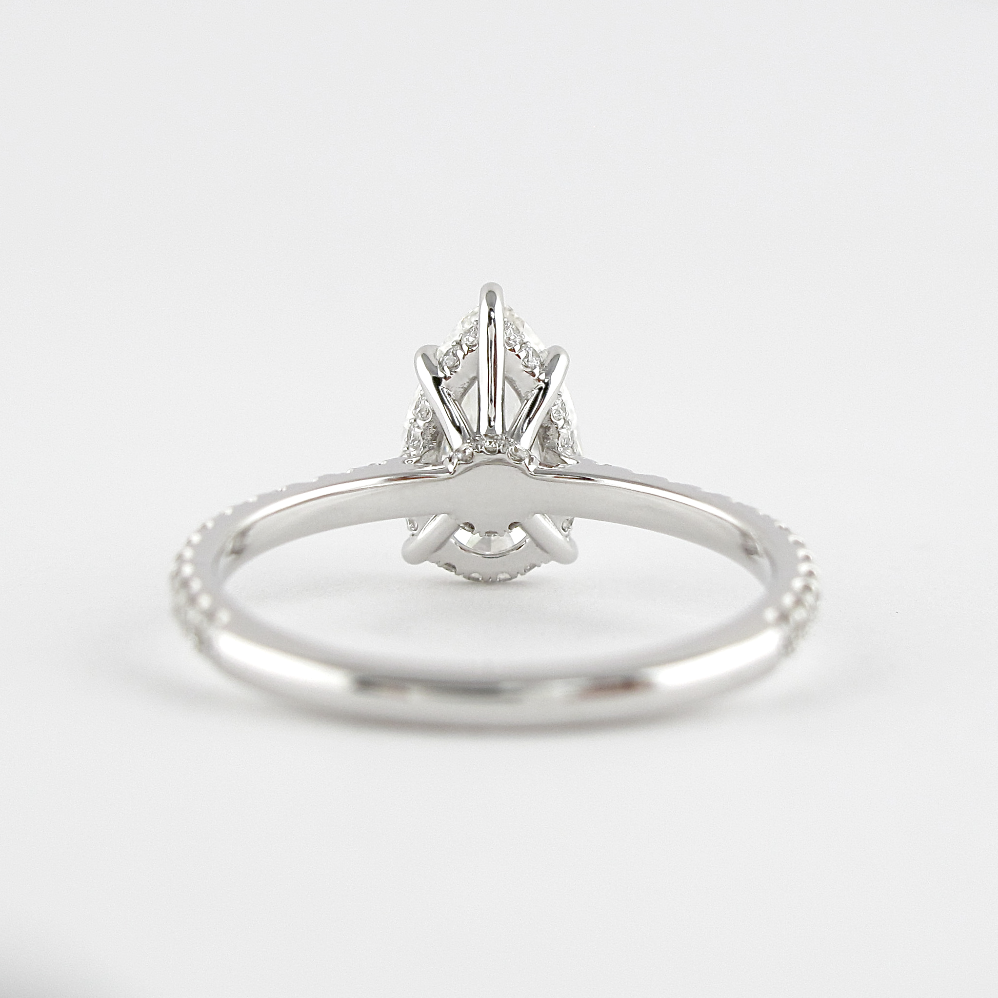 1.5 CT Pear Cut Pave Setting Moissanite Engagement Ring - crownmoissanite