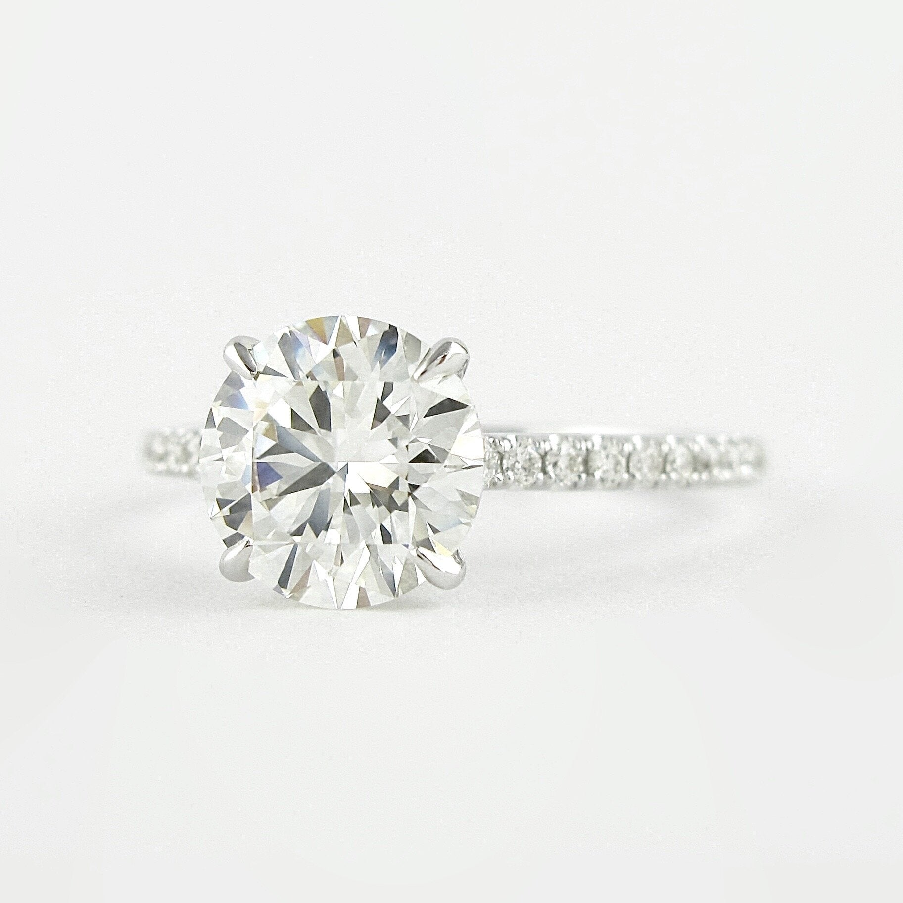 1.0 CT Round Hidden Halo and Pave Setting Moissanite Engagement Ring - crownmoissanite