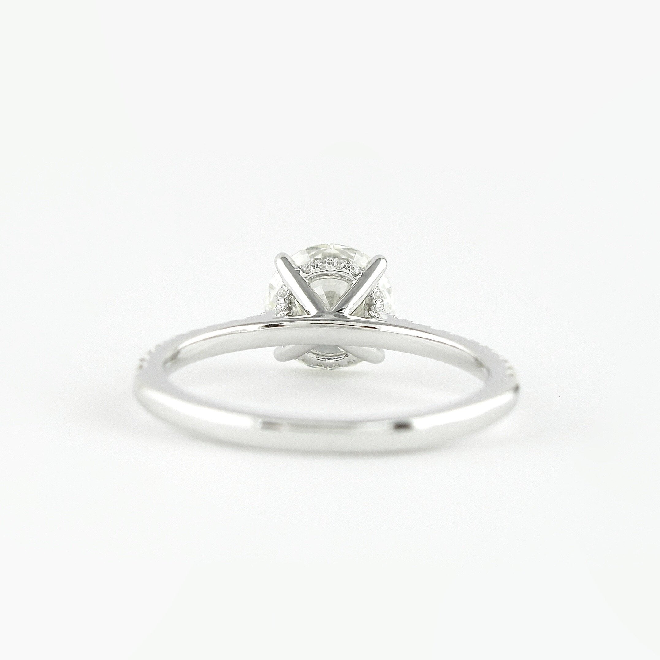 1.0 CT Round Hidden Halo and Pave Setting Moissanite Engagement Ring - crownmoissanite