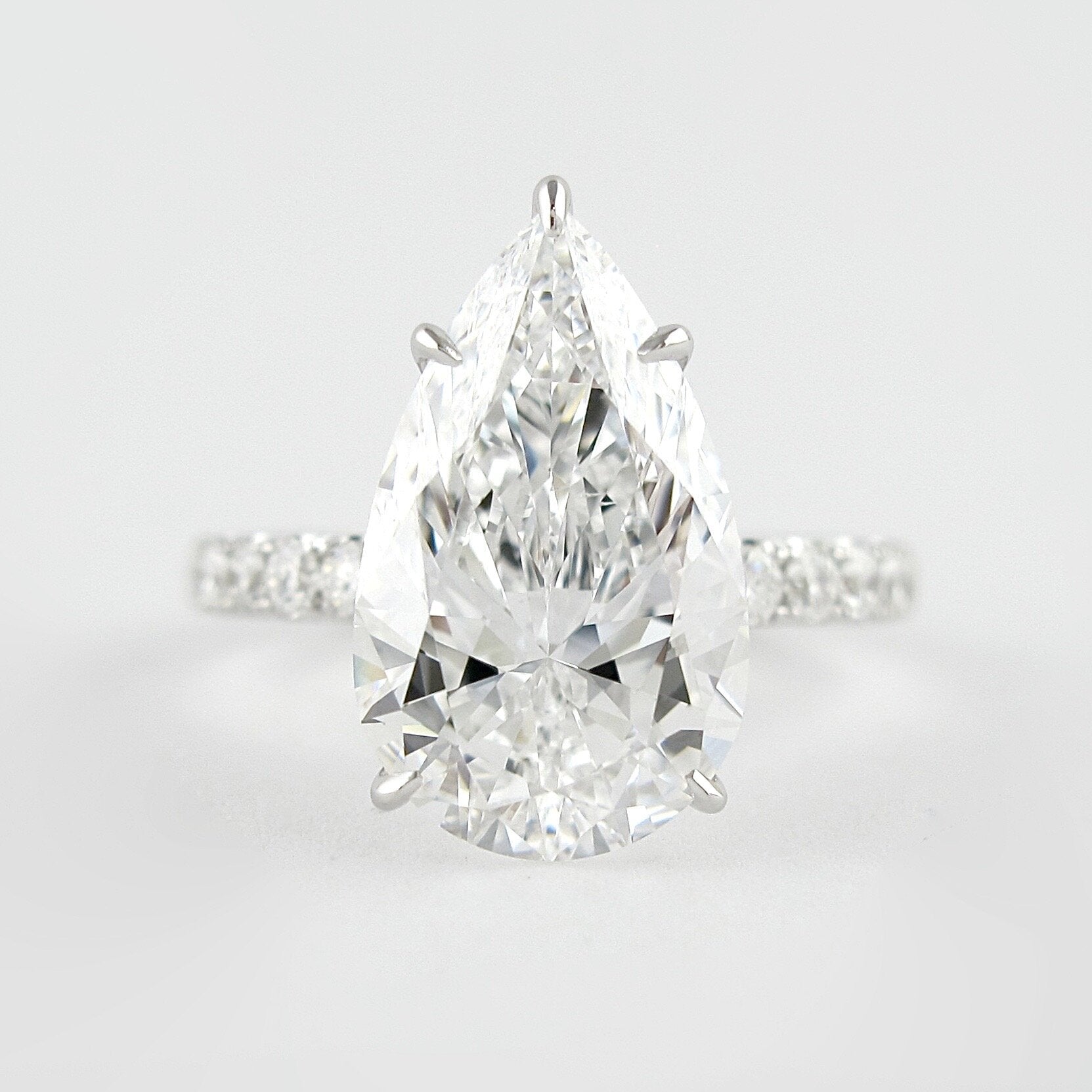 2.10 CT Pear Cut Hidden Halo & Pave Moissanite Engagement Ring - crownmoissanite