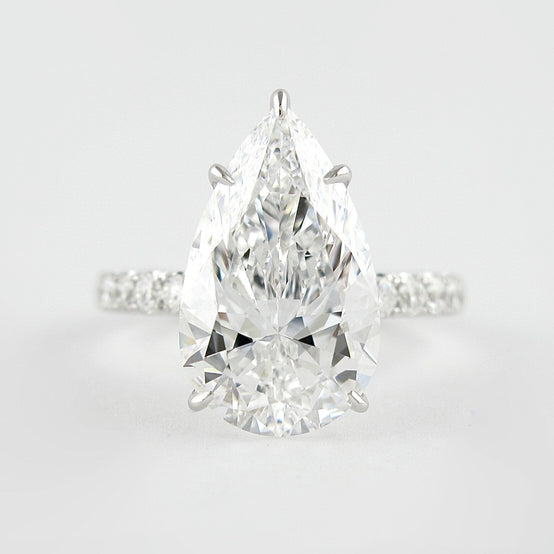 2.10 CT Pear Cut Hidden Halo & Pave Moissanite Engagement Ring - crownmoissanite