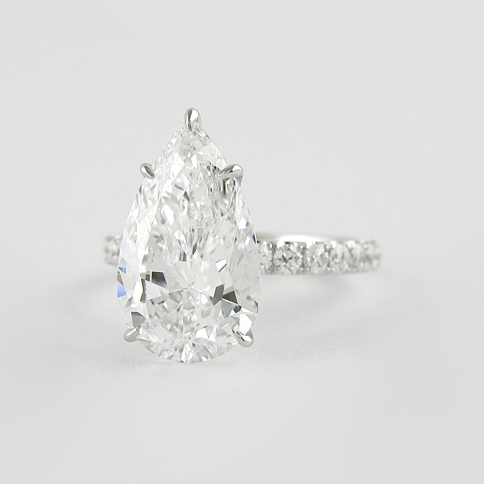 2.10 CT Pear Cut Hidden Halo & Pave Moissanite Engagement Ring - crownmoissanite