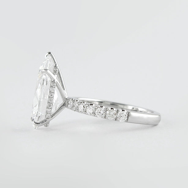 2.10 CT Pear Cut Hidden Halo & Pave Moissanite Engagement Ring - crownmoissanite