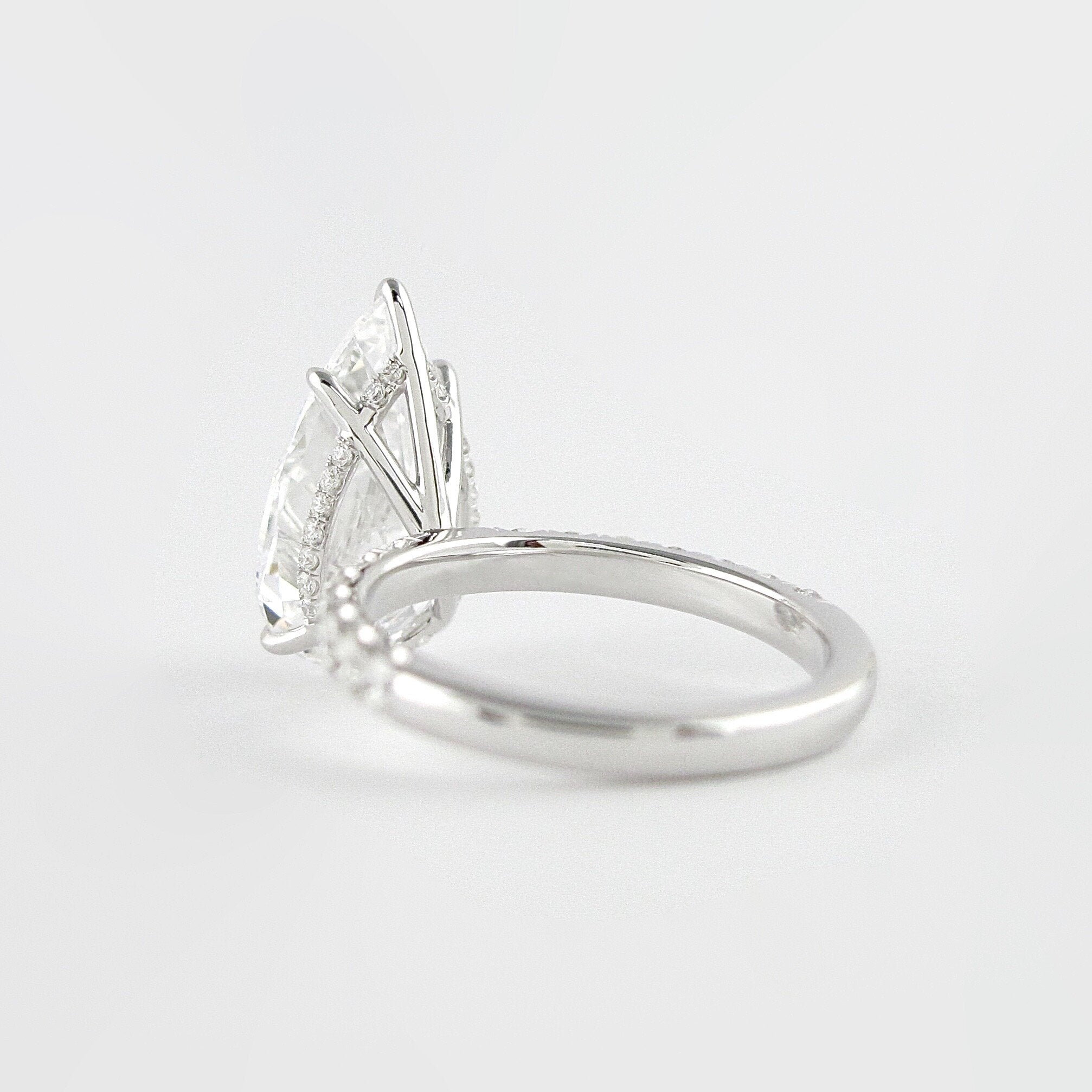 2.10 CT Pear Cut Hidden Halo & Pave Moissanite Engagement Ring - crownmoissanite