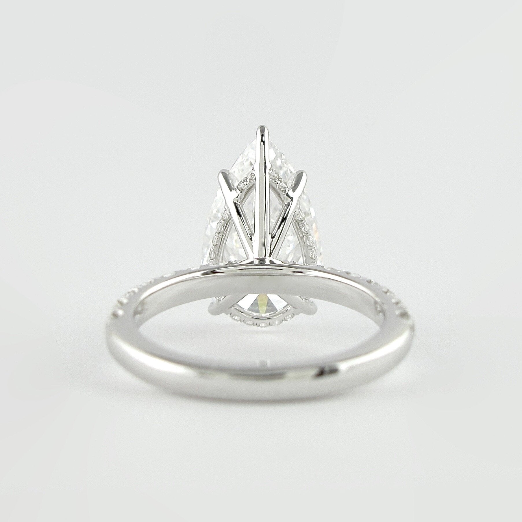2.10 CT Pear Cut Hidden Halo & Pave Moissanite Engagement Ring - crownmoissanite