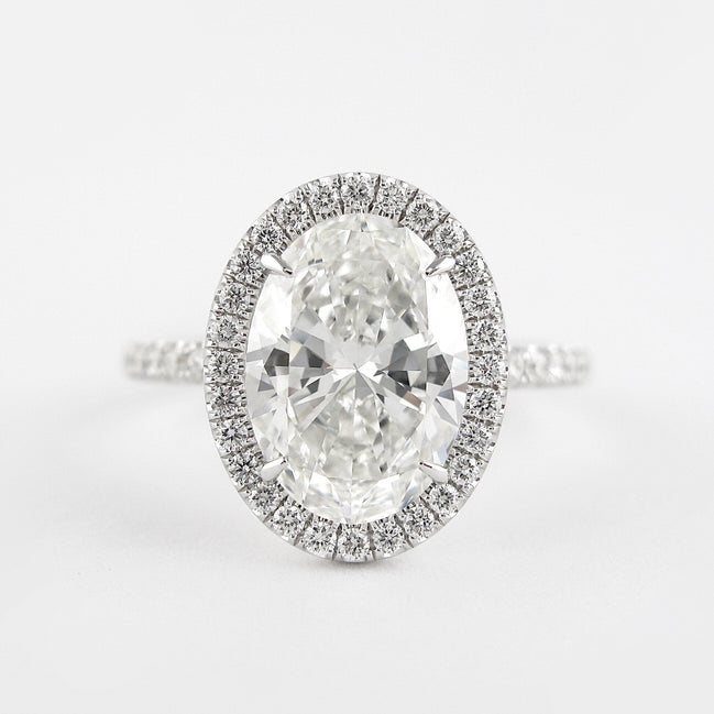 2.72 CT Oval Cut Halo Style Moissanite Engagement Ring - crownmoissanite
