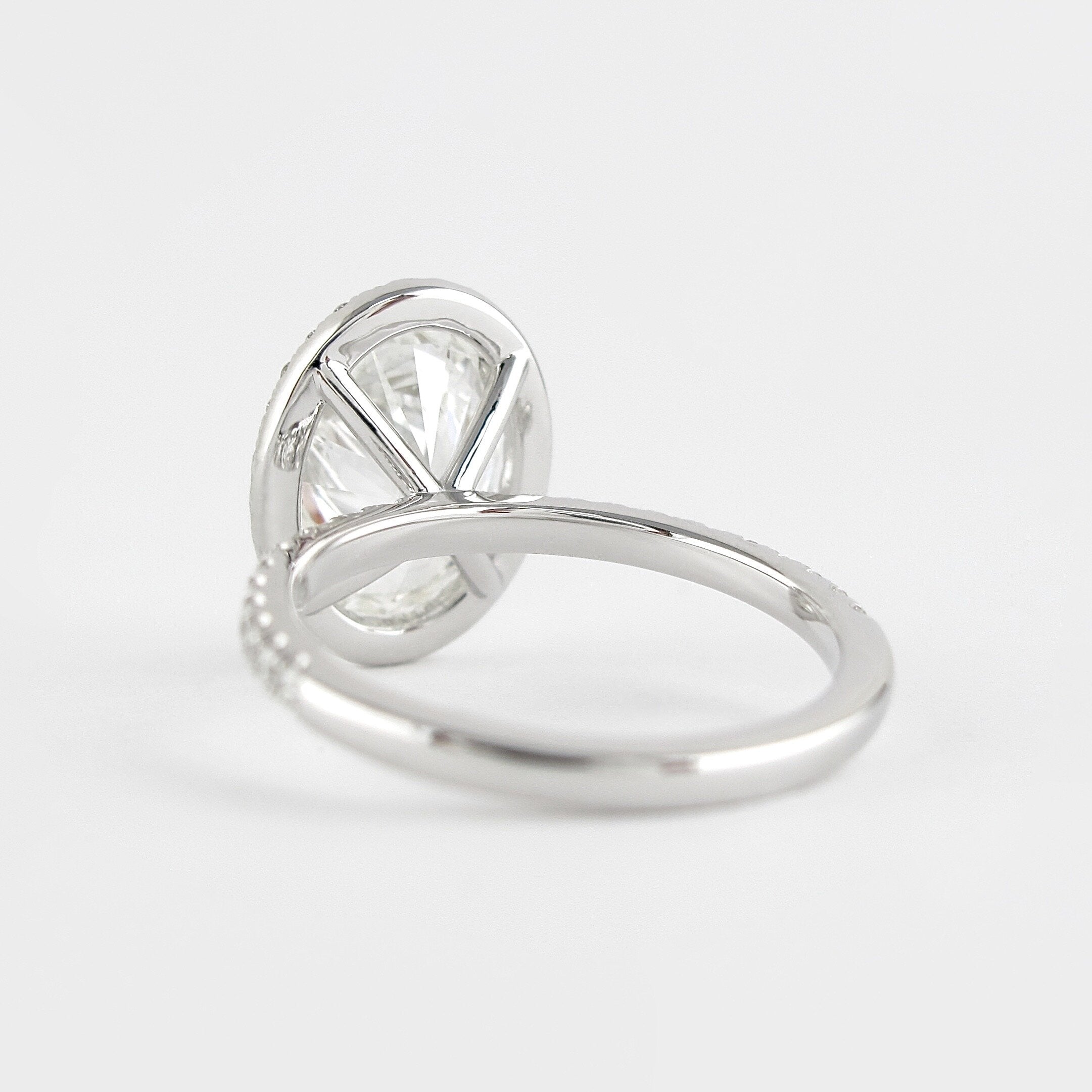 2.72 CT Oval Cut Halo Style Moissanite Engagement Ring - crownmoissanite