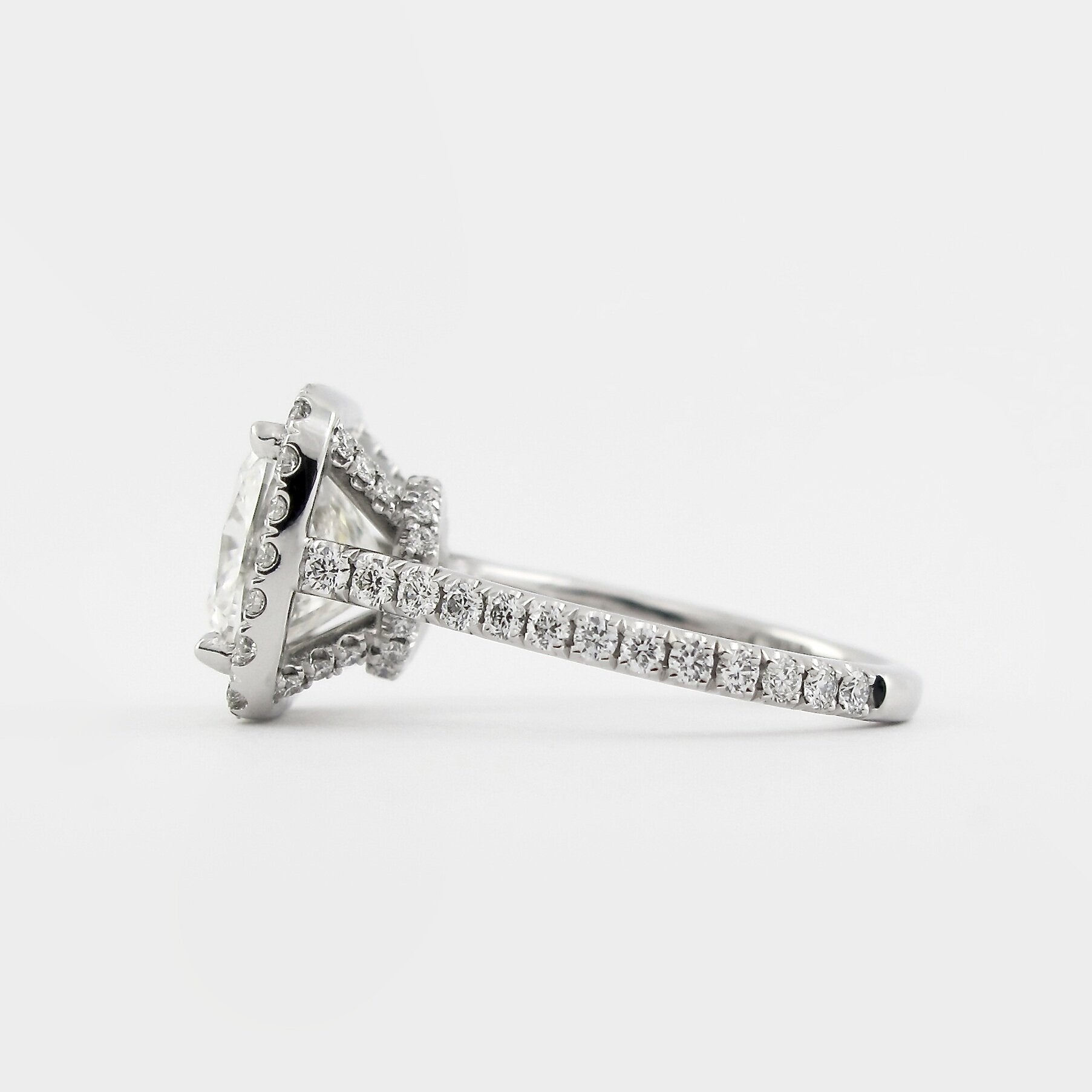 2.15 CT Cushion Cut Halo Style Moissanite Engagement Ring - crownmoissanite