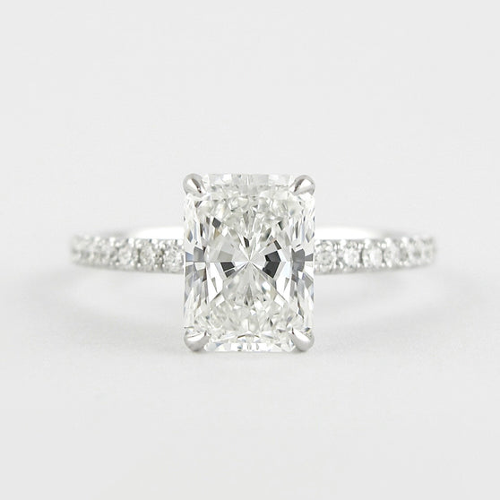 1.8 CT Radiant Solitaire & Pave Moissanite Engagement Ring - crownmoissanite