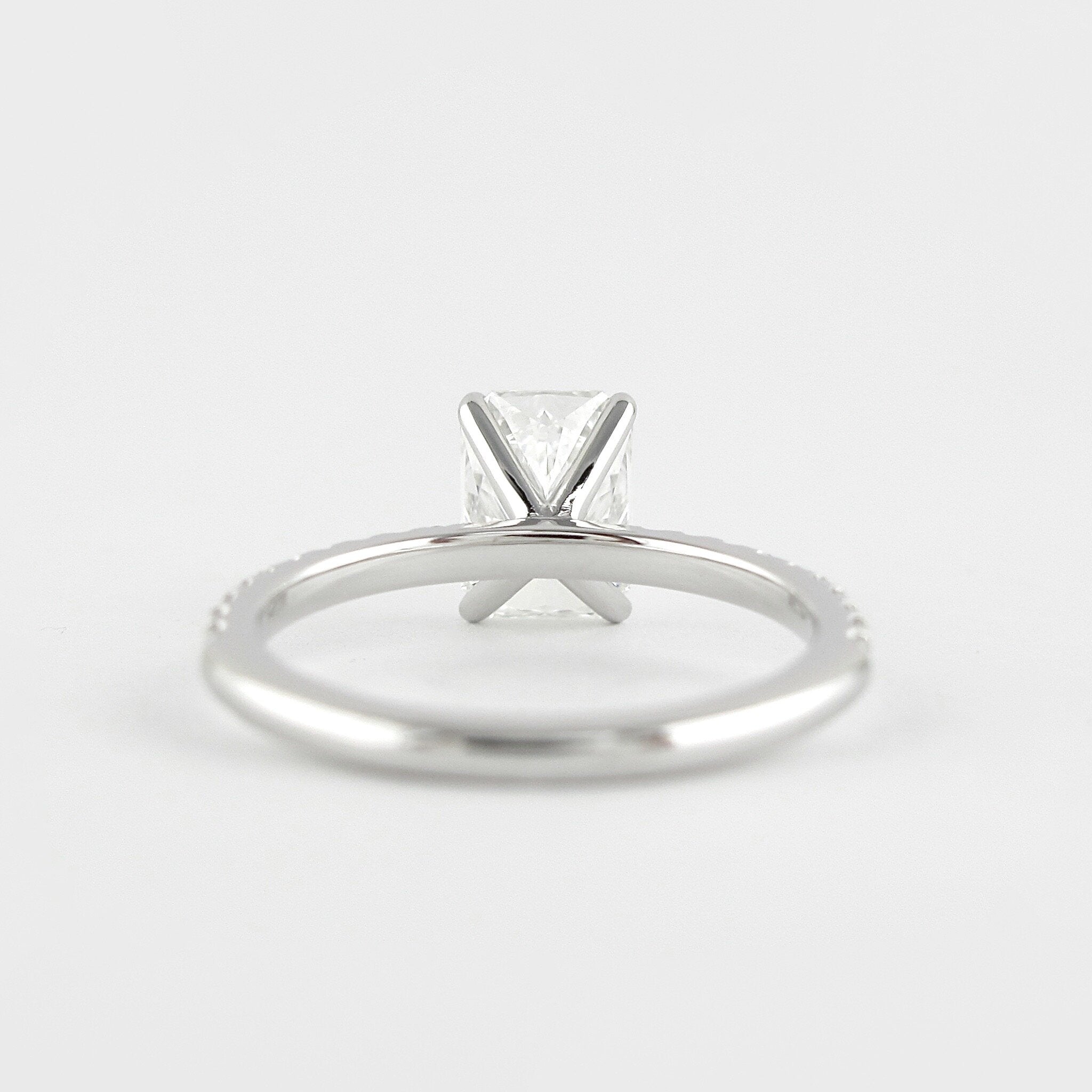 1.8 CT Radiant Solitaire & Pave Moissanite Engagement Ring - crownmoissanite