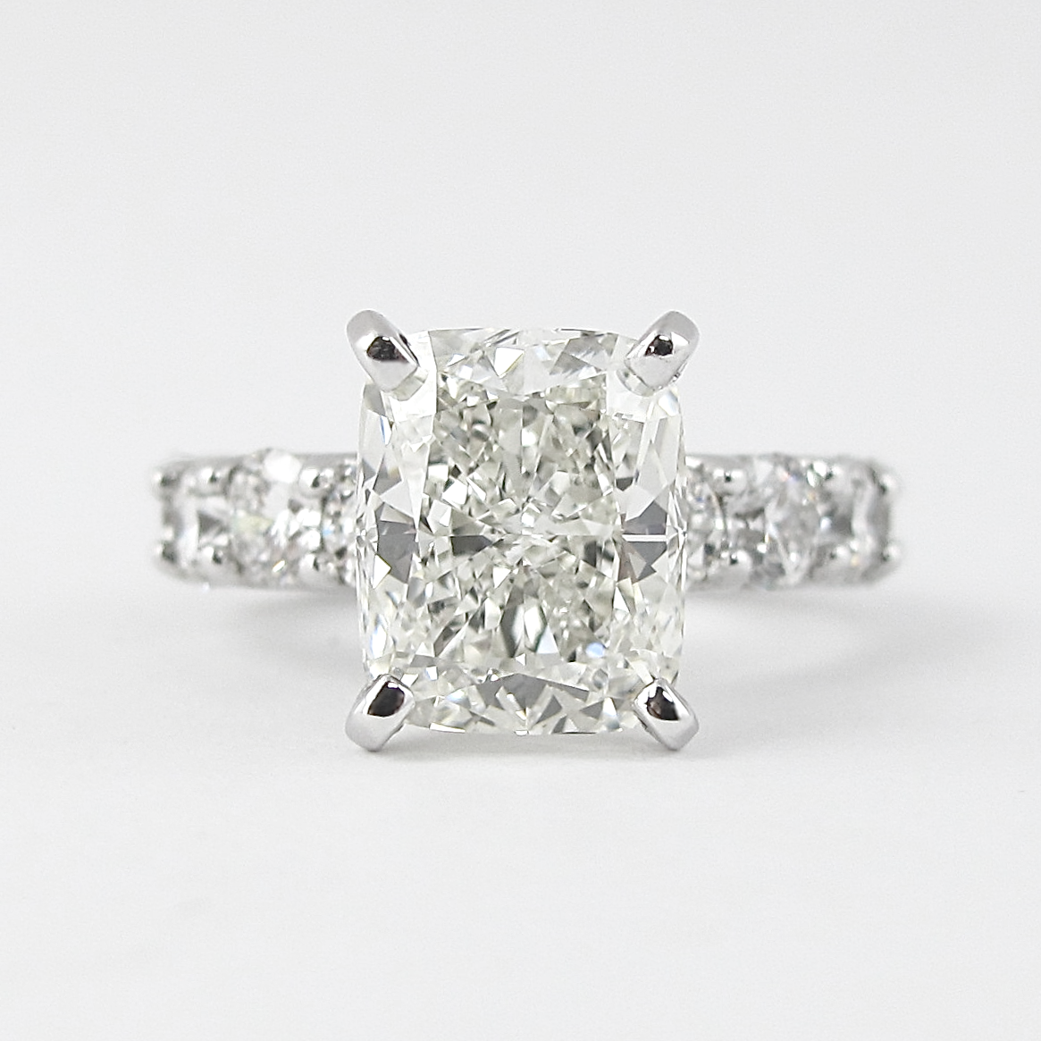 1.50 CT Cushion Cut Pave Setting Moissanite Engagement Ring - crownmoissanite