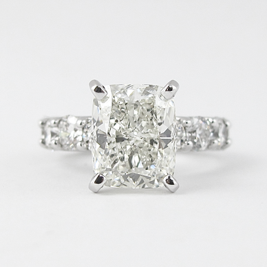 1.50 CT Cushion Cut Pave Setting Moissanite Engagement Ring - crownmoissanite