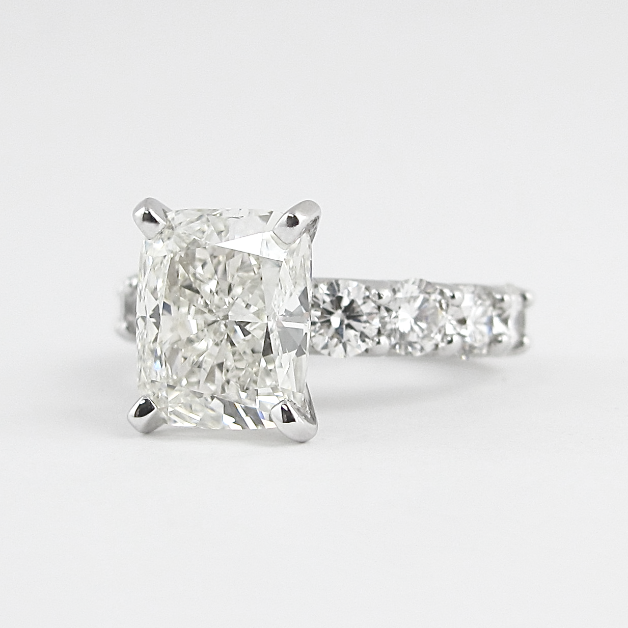 1.50 CT Cushion Cut Pave Setting Moissanite Engagement Ring - crownmoissanite