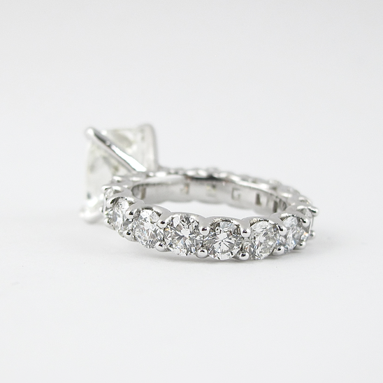 1.50 CT Cushion Cut Pave Setting Moissanite Engagement Ring - crownmoissanite