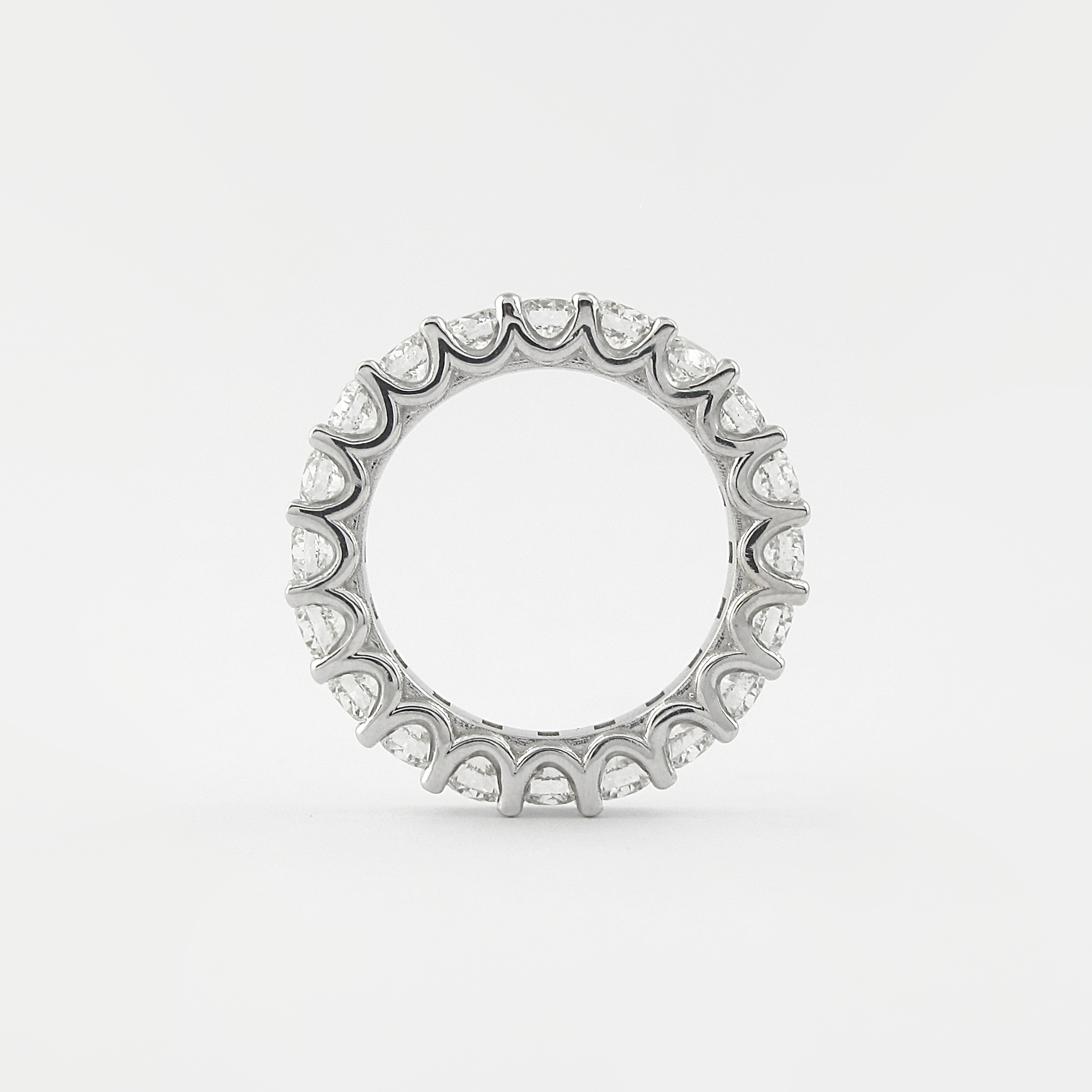 2.2 CT Round Cut Shared Prongs Setting Moissanite Wedding Band - crownmoissanite