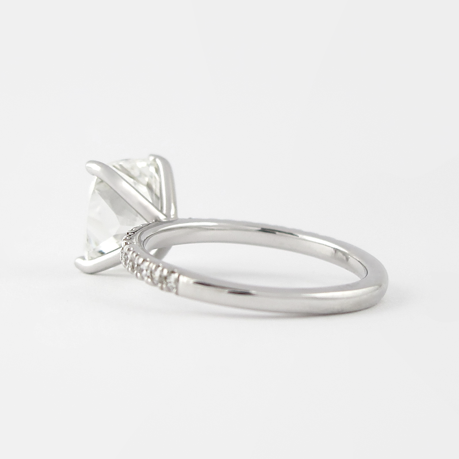 1.5 CT Cushion Solitaire & Pave Moissanite Engagement Ring - crownmoissanite