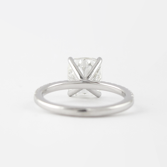 1.5 CT Cushion Solitaire & Pave Moissanite Engagement Ring - crownmoissanite