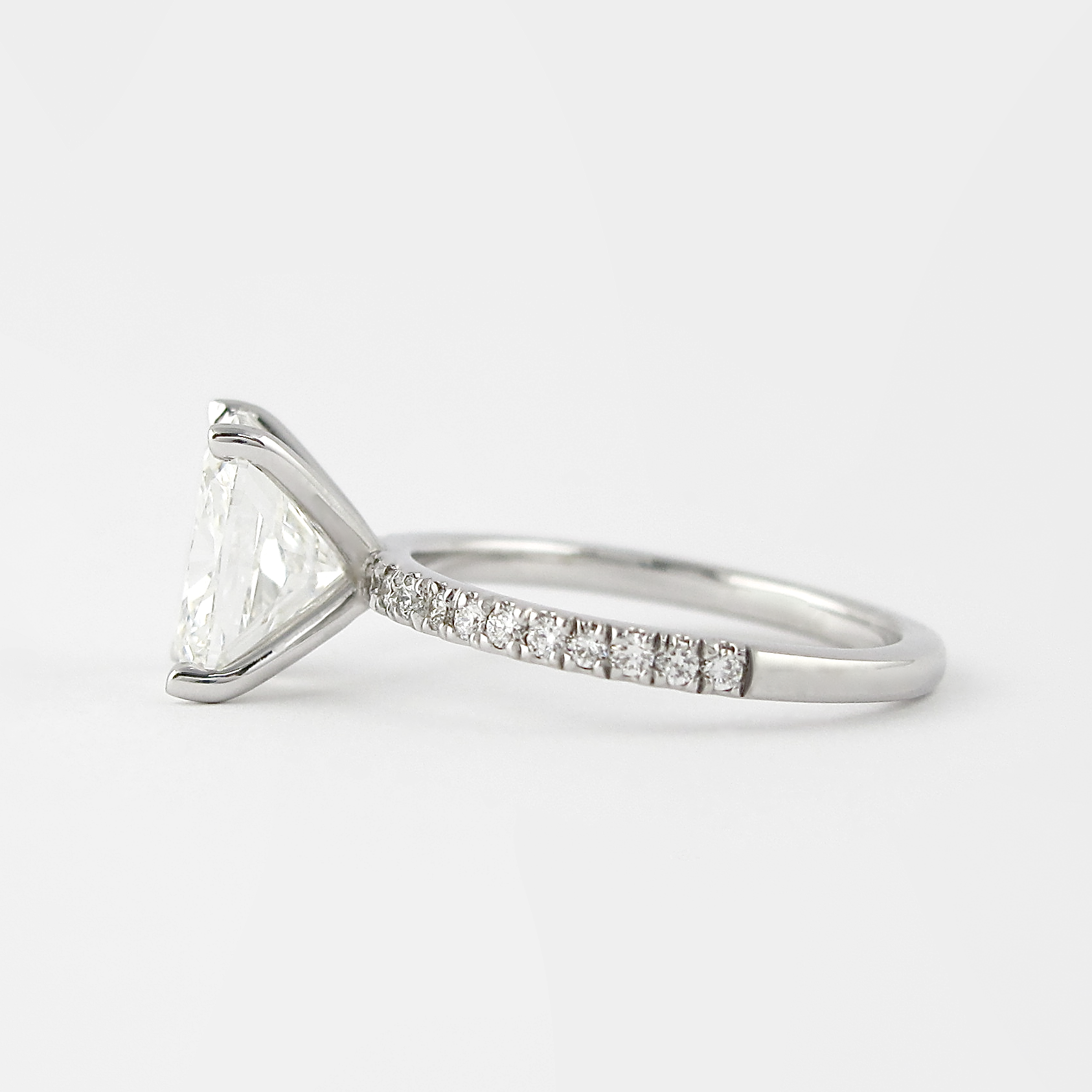 1.5 CT Cushion Solitaire & Pave Moissanite Engagement Ring - crownmoissanite