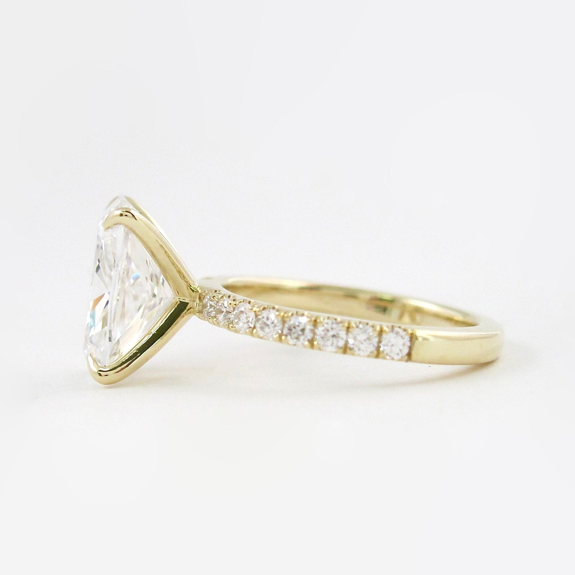 3.8 CT Elongated Cushion Solitaire Pave Moissanite Engagement Ring - crownmoissanite