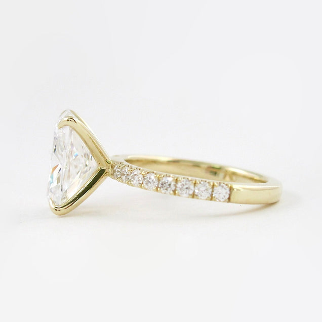 3.8 CT Elongated Cushion Solitaire Pave Moissanite Engagement Ring - crownmoissanite