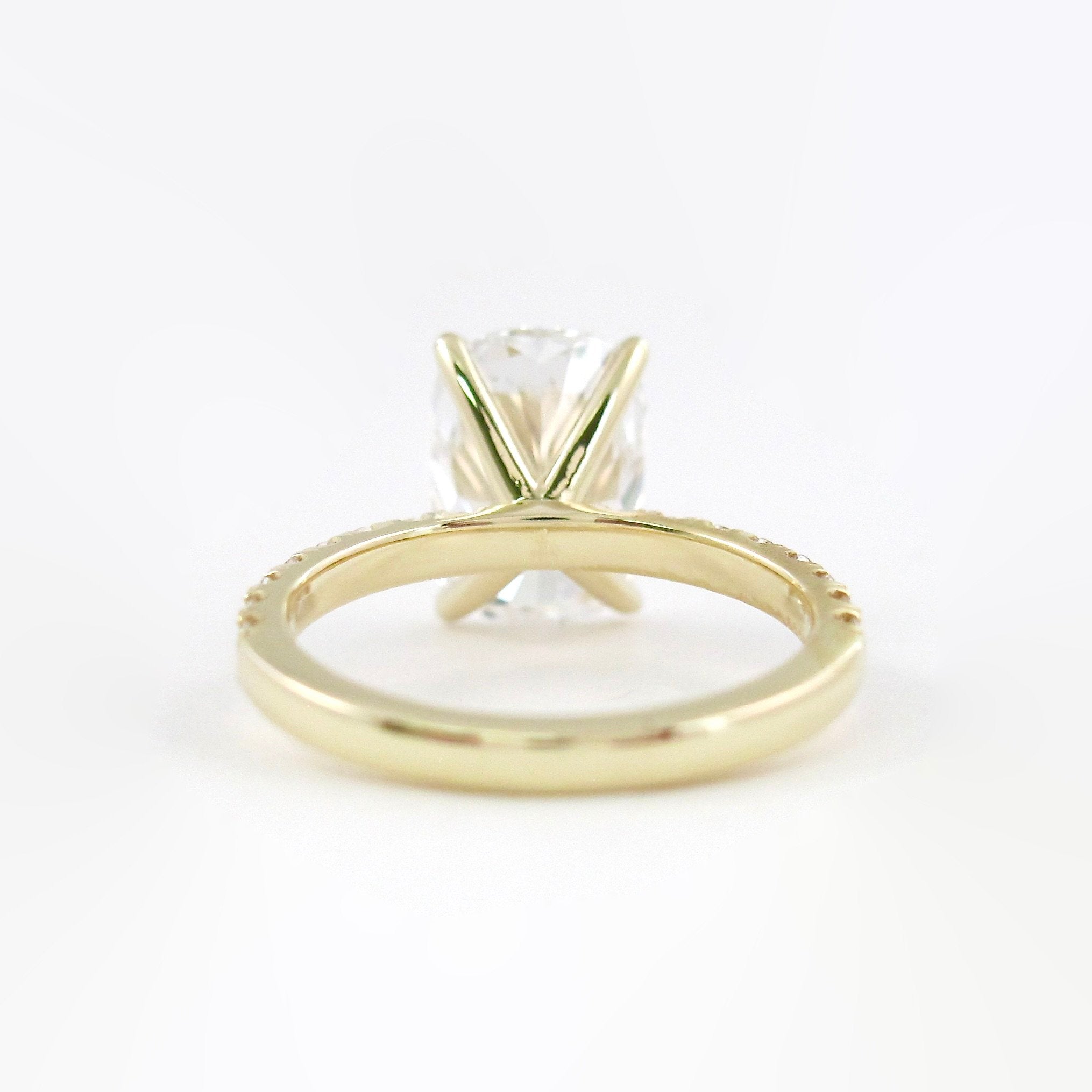 3.8 CT Elongated Cushion Solitaire Pave Moissanite Engagement Ring - crownmoissanite