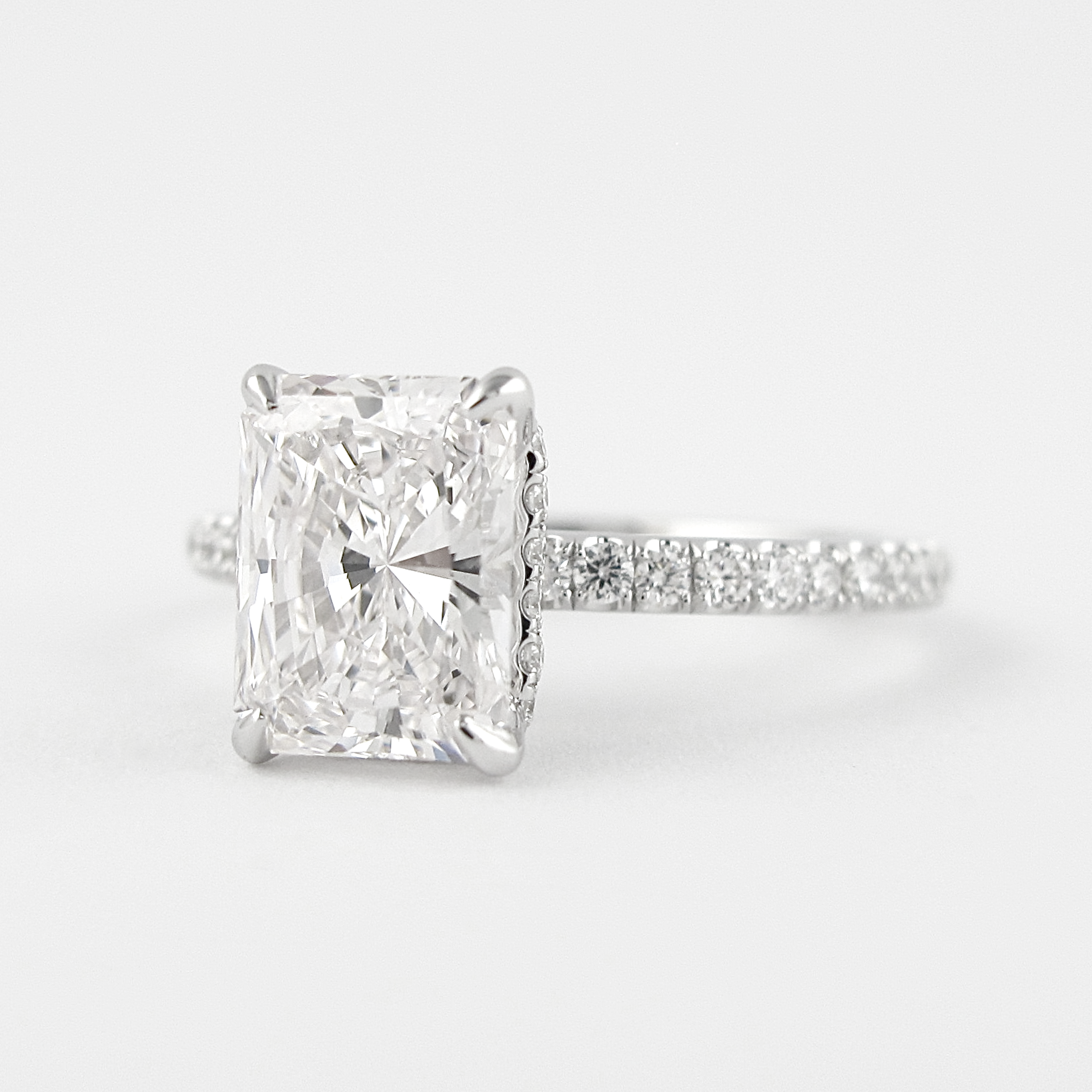 1.80 CT Radiant Shaped Moissanite Hidden Halo Engagement Ring - crownmoissanite