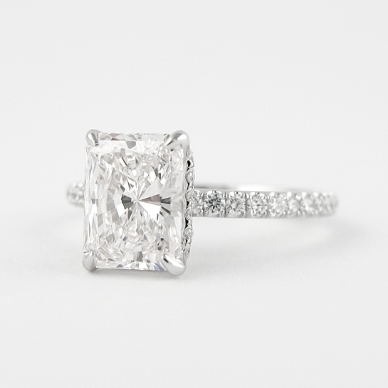1.80 CT Radiant Shaped Moissanite Hidden Halo Engagement Ring - crownmoissanite