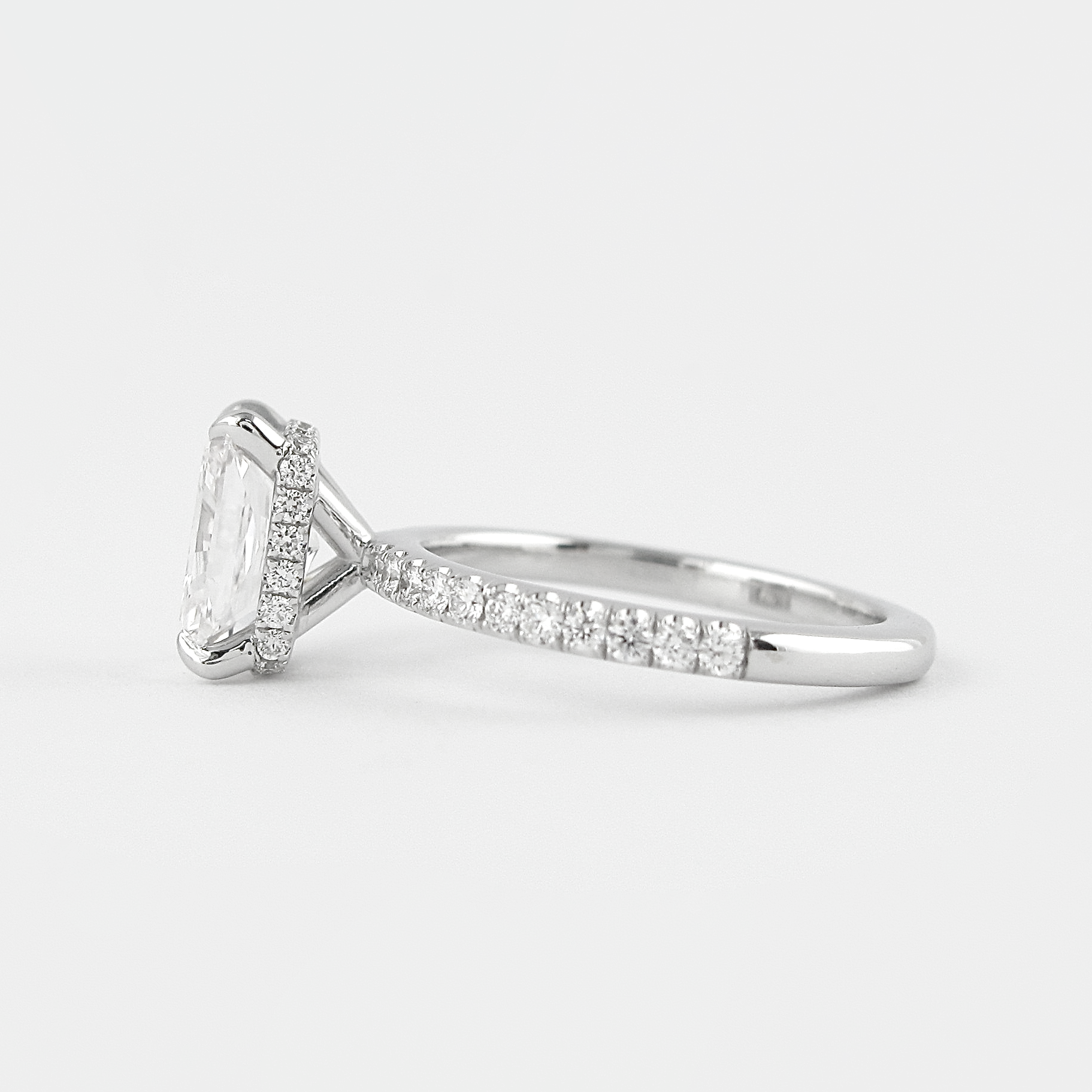 1.80 CT Radiant Hidden Halo & Pave Moissanite Engagement Ring - crownmoissanite