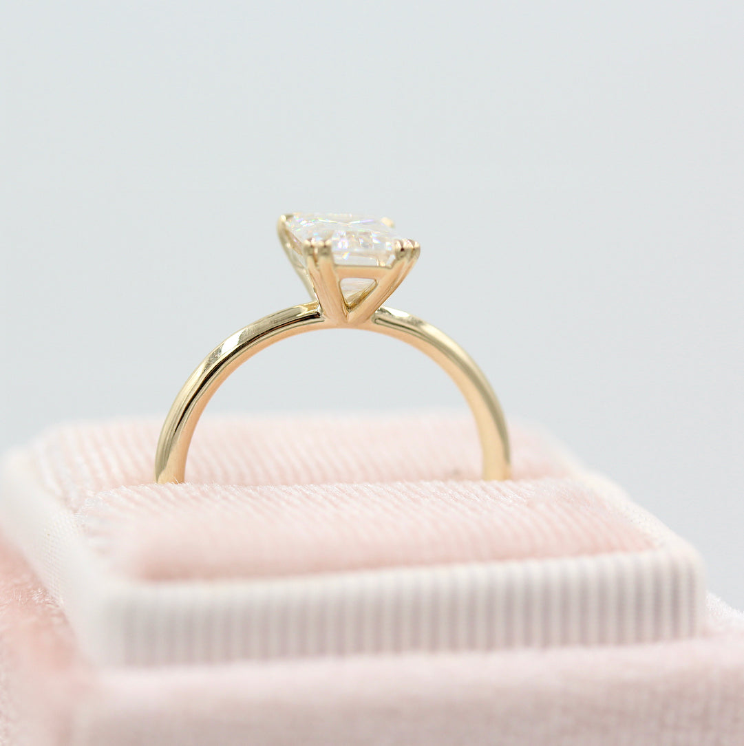 1.55 CT Emerald Cut Solitaire Moissanite Engagement Ring - crownmoissanite