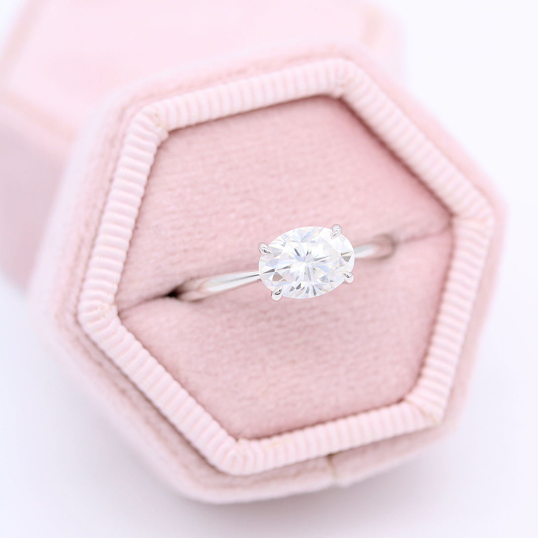 2.0 CT Oval Cut Solitaire Moissanite Engagement Ring - crownmoissanite