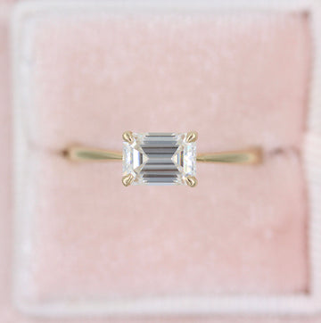 1.55 CT Emerald Cut Solitaire Moissanite Engagement Ring - crownmoissanite