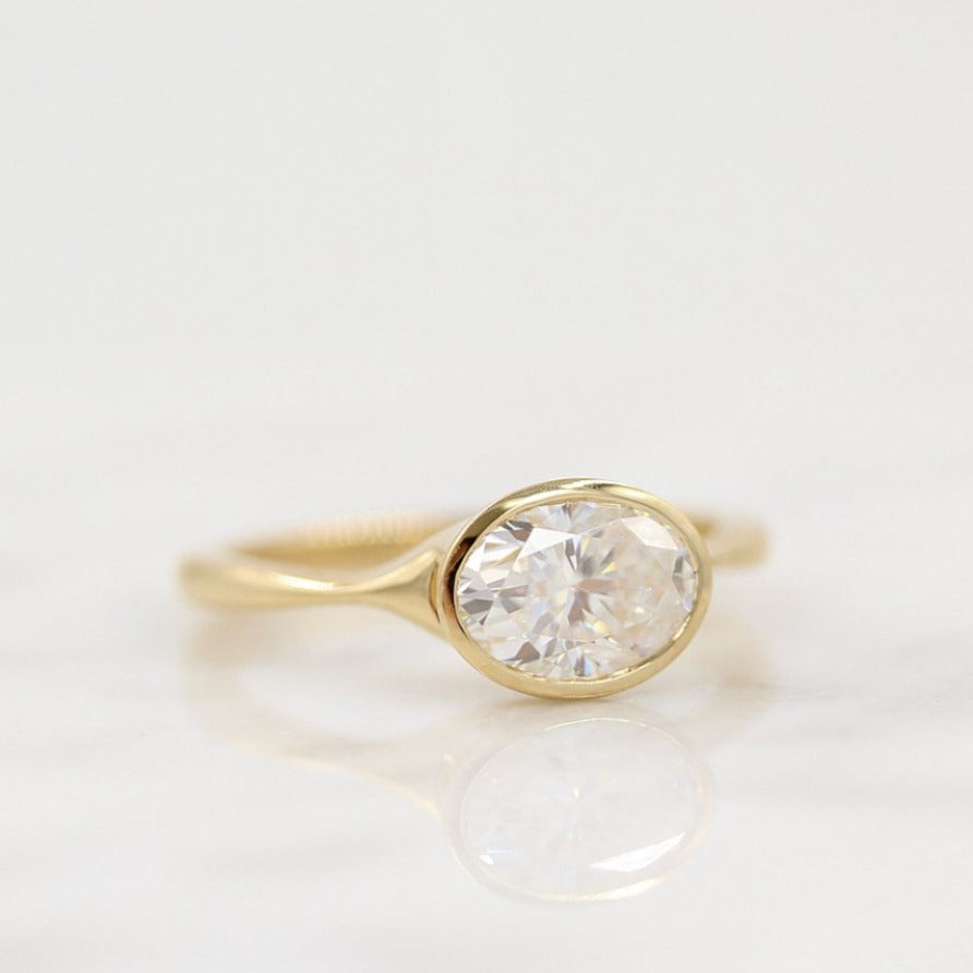 2.0 CT Oval Shaped Moissanite Bezel Solitaire Engagement Ring - crownmoissanite