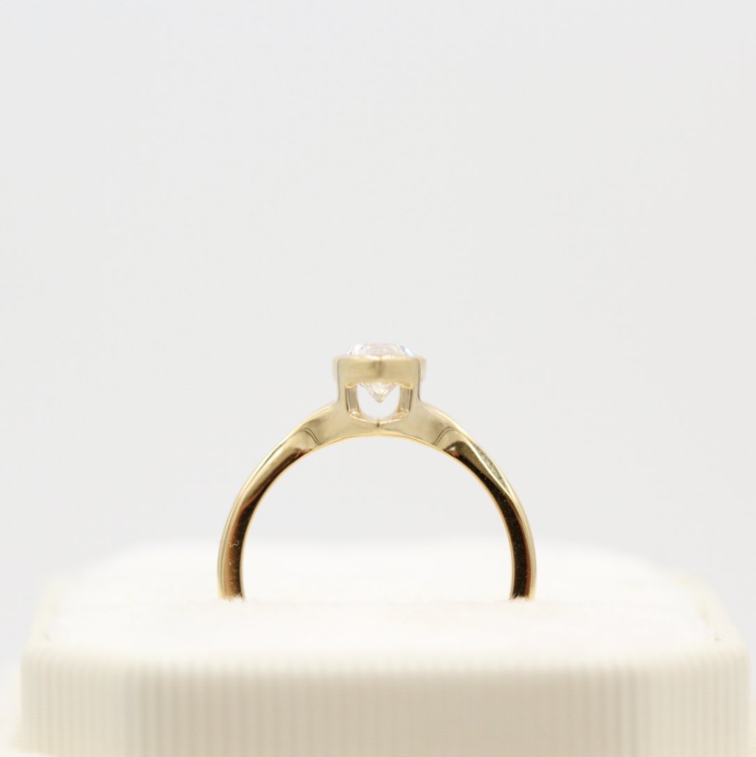 1.0 CT Marquise Cut Bezel Solitaire Moissanite Engagement Ring - crownmoissanite