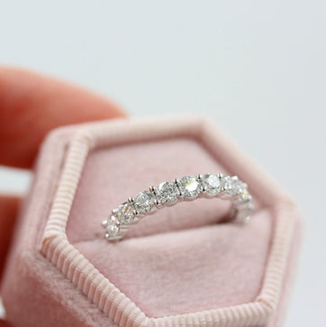 1.0 TCW Round Cut Half Eternity Moissanite Wedding Band - crownmoissanite