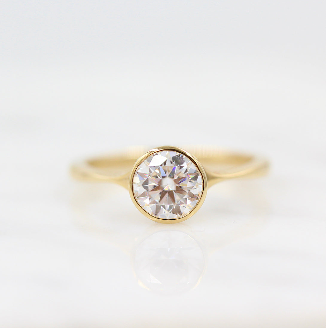 1.80 CT Round Shaped Moissanite Bezel Solitaire Engagement Ring - crownmoissanite
