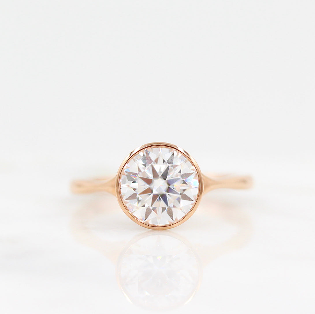 1.80 CT Round Shaped Moissanite Bezel Solitaire Engagement Ring - crownmoissanite