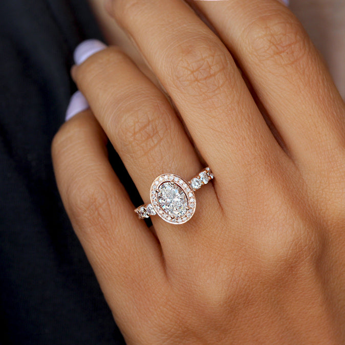 1.50 CT Round Moissanite Halo & Pave Engagement Ring