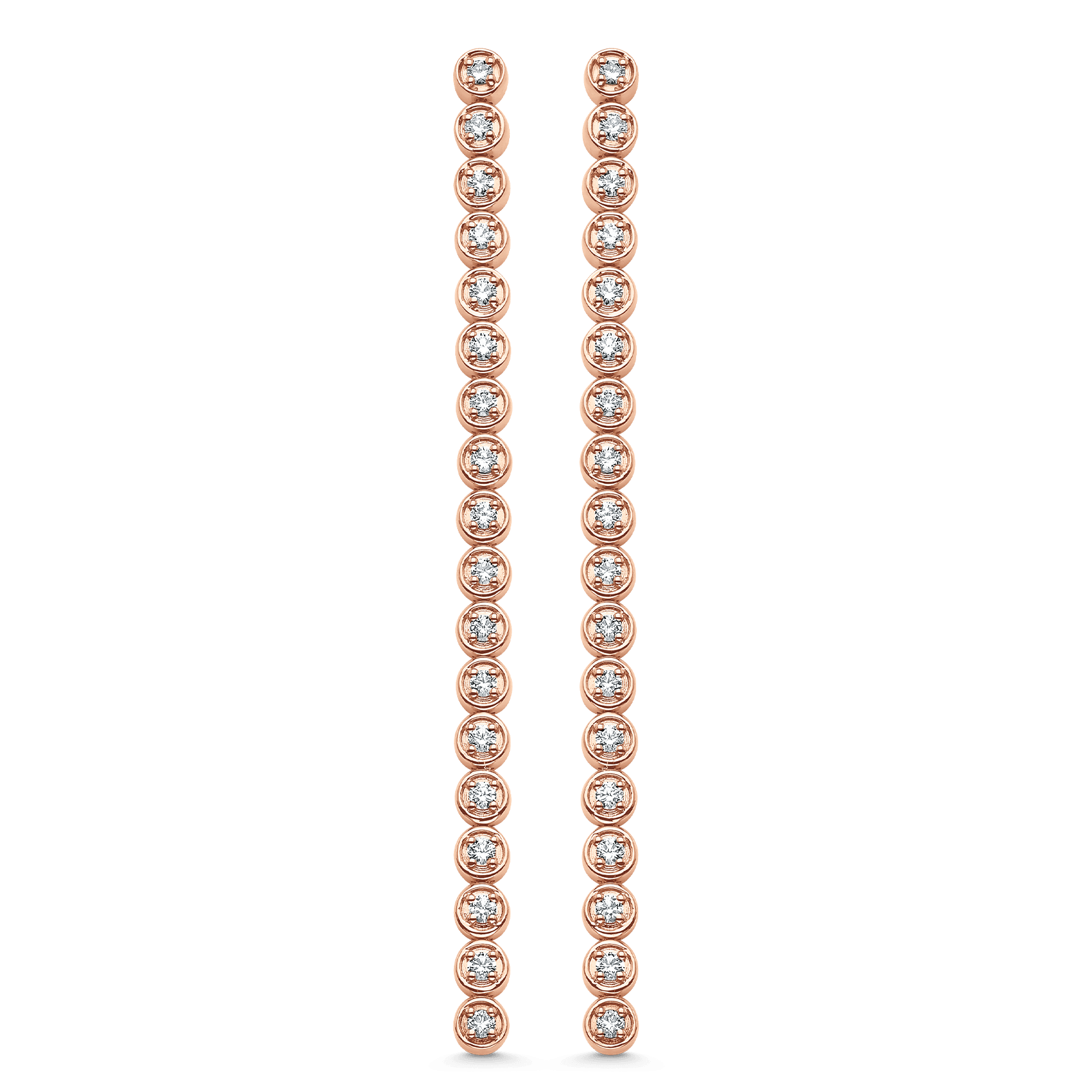 1.15 TCW Round Moissanite Diamond Bezel Long Drop Earrings - crownmoissanite