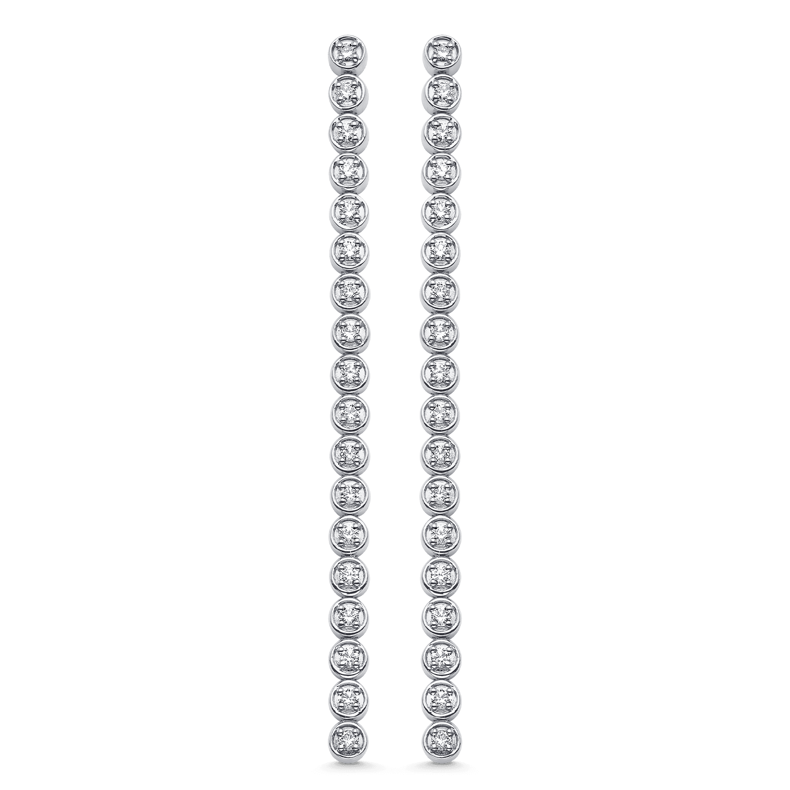 1.15 TCW Round Moissanite Diamond Bezel Long Drop Earrings - crownmoissanite