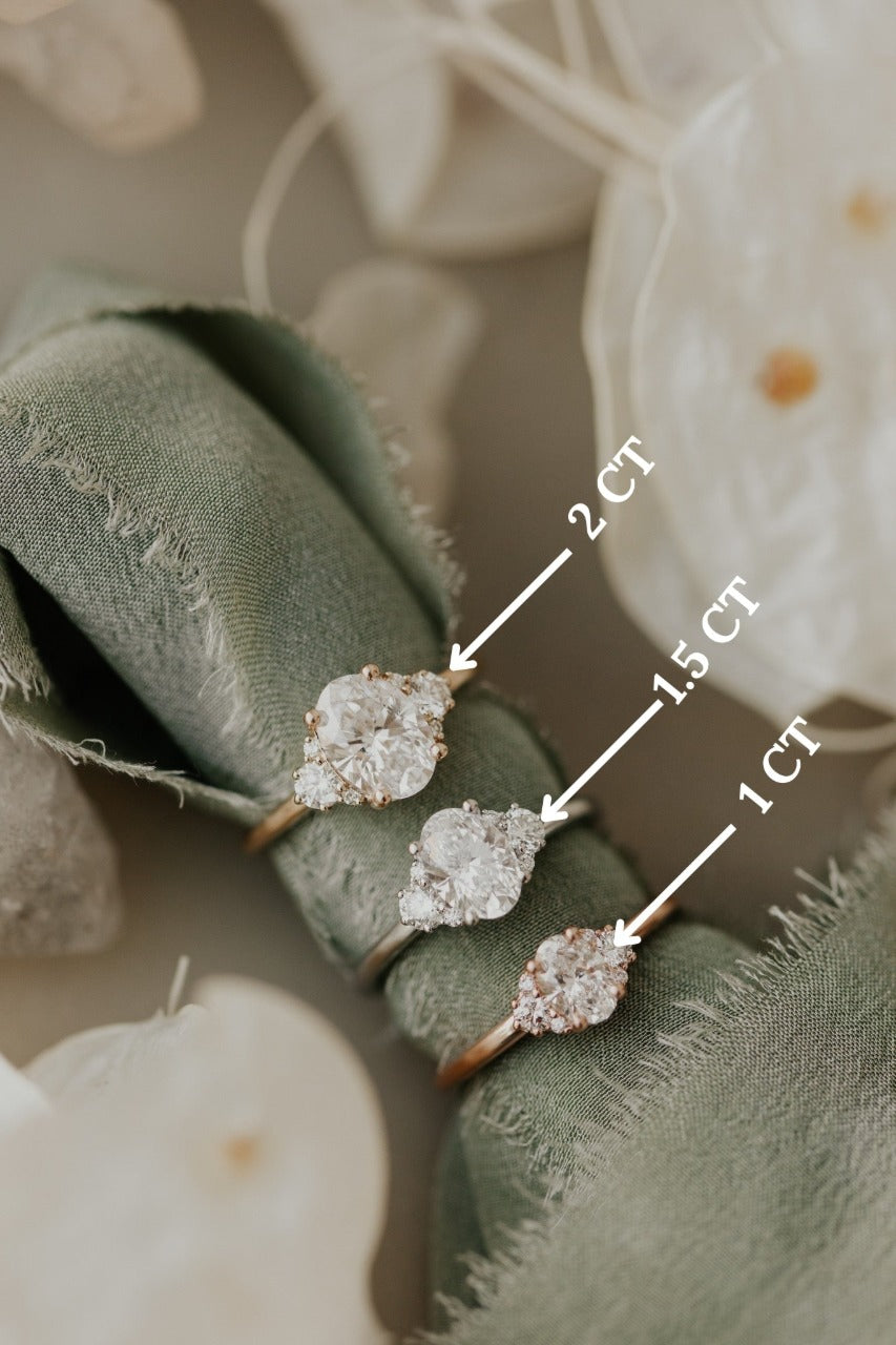 2.0 CT Oval CZ Diamond Cluster Engagement Ring