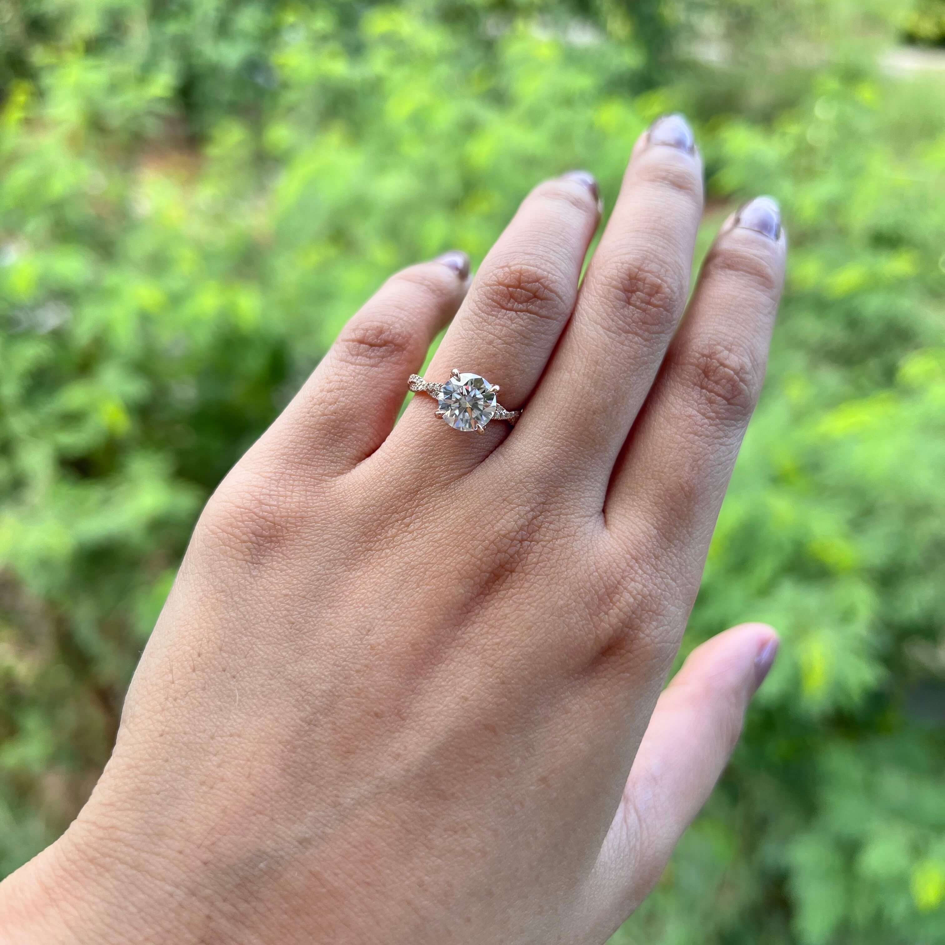 4.11 CT Round Cut Twisted Pave Moissanite Engagement Ring - crownmoissanite