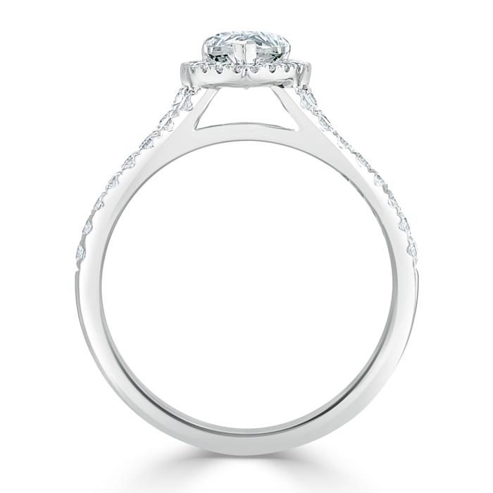 0.75 CT Pear Cut Halo Split Shank Setting Moissanite Engagement Ring - crownmoissanite