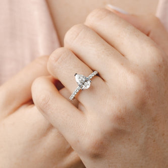 1.0- 3.0 CT Pear Moissanite Pave Engagement Ring