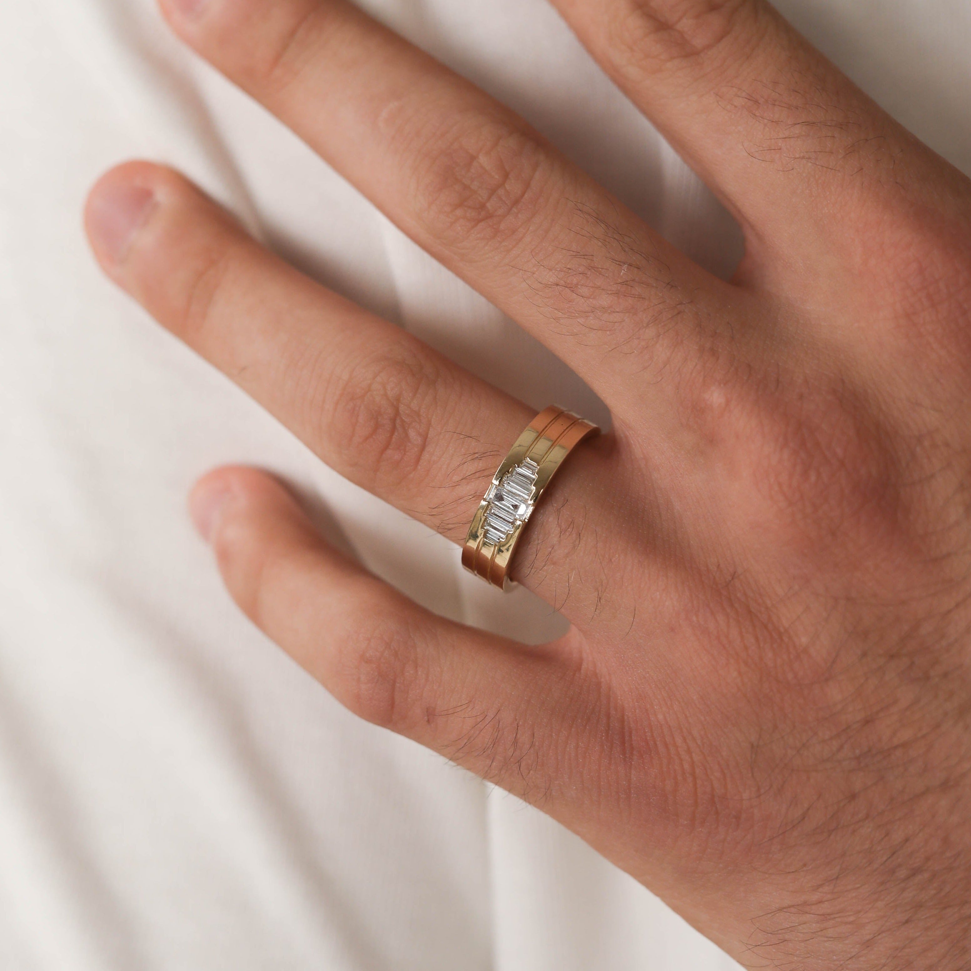 Stone Setting Classic High-Polish Finish Men's Band - crownmoissanite